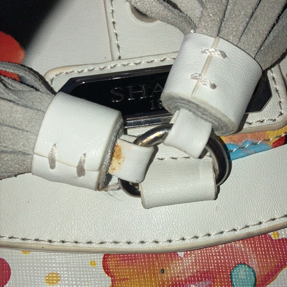 Sharif 1827 Abstract Floral Splatter Print Leather Crossbody Purse - Picture 12 of 12